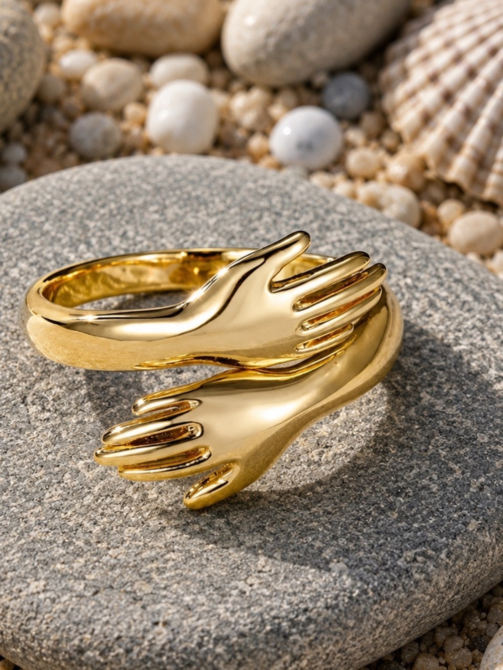Gold hand statement ring